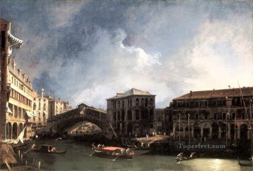 古典的なヴェネツィア Painting - CANALETTO リアルト橋近くの大運河 カナレット ヴェネツィア